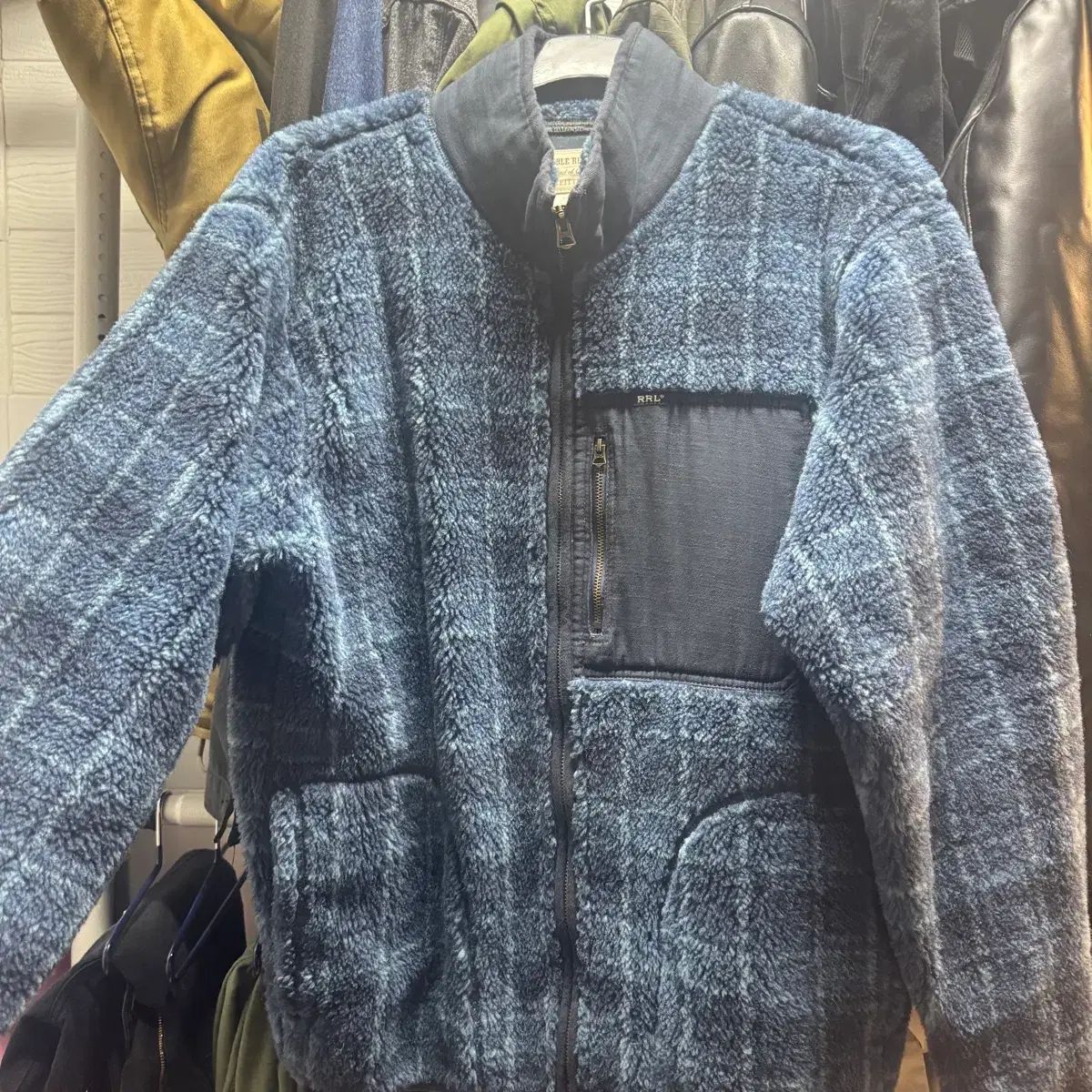 L)RRL(ダブルアールエル) チェック ウール ブレンド フリース ジャケット L)RRL(ダブルアールエル) チェック ウール ブレンド フリース ジャケット
