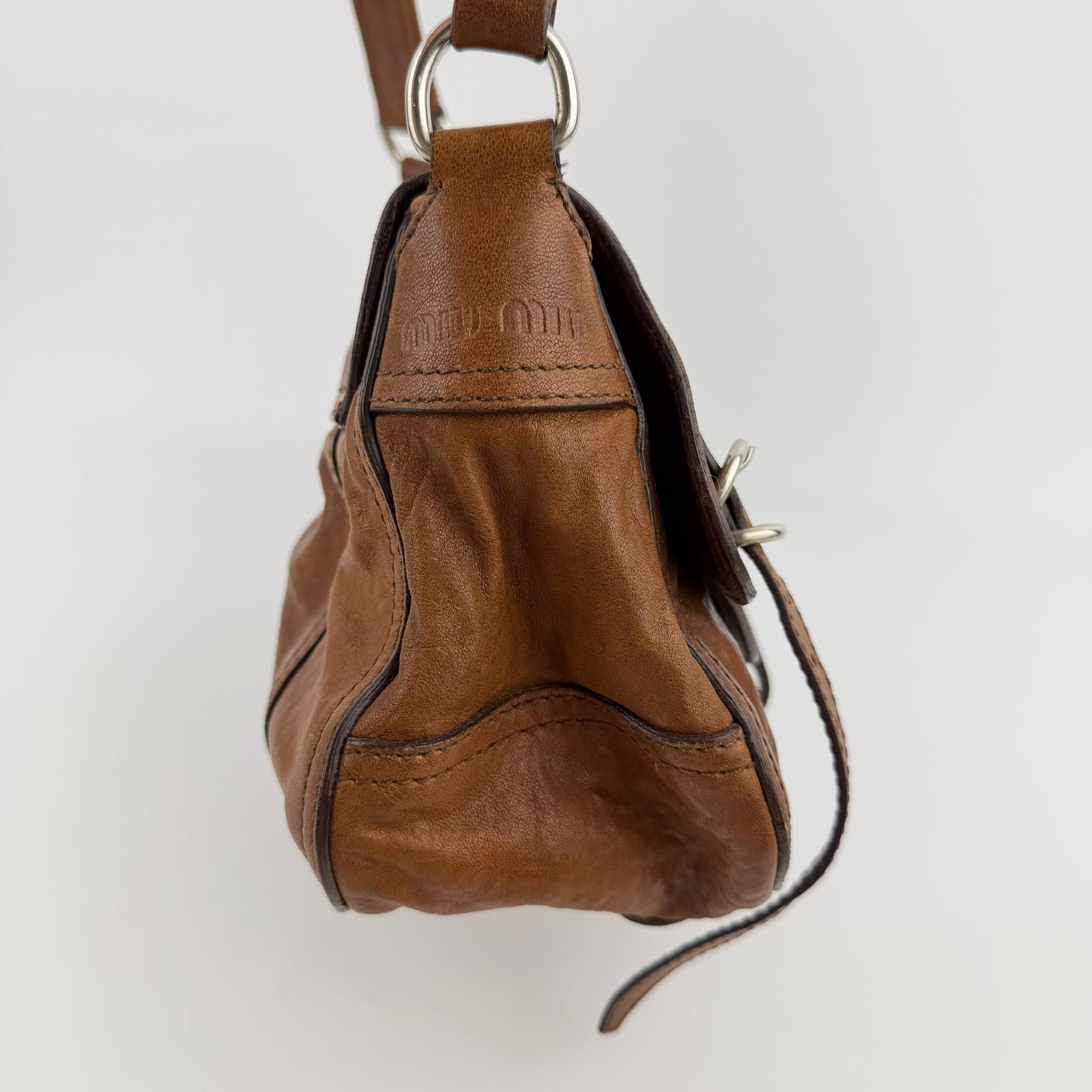 中古】MIU MIU ミュウミュウ ショルダーバッグ ブラウン レザー 
