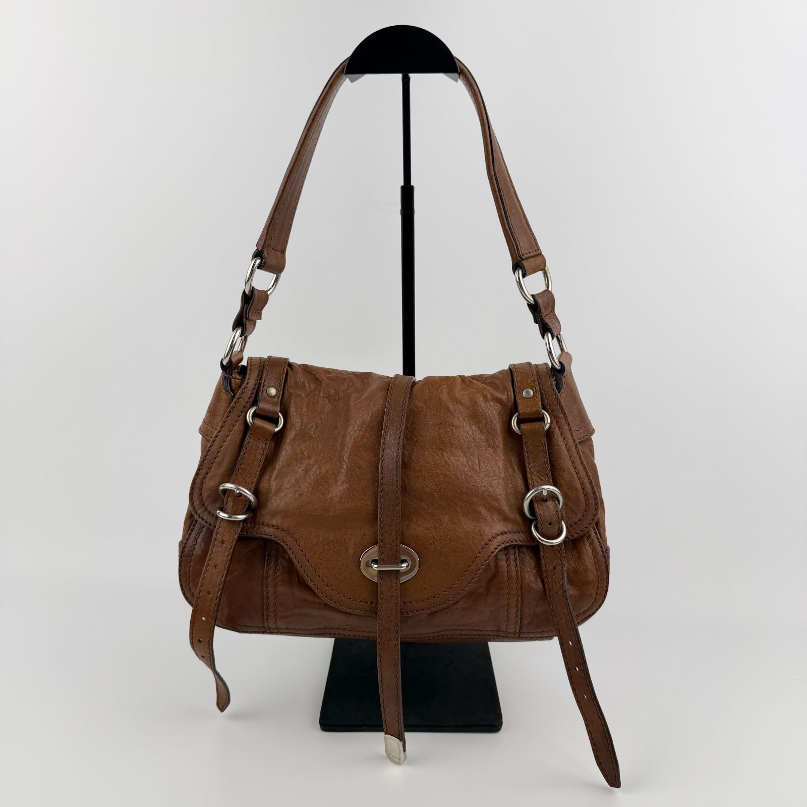 【中古】MIU MIU ミュウミュウ ショルダーバッグ ブラウン レザー ヴィンテージ レディース【中古美品】HIBUOCHI VINTAGE hboc260518a07