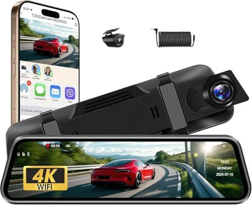 2026進級版4Kドライブレコーダー ミラー型【WiFi機能+リア強化 】10インチ ミラー型ドライブレコーダー 前後カメラ ミラレコ 伸縮式 超鮮明夜間撮影 HDR/WDR画像補正技術 駐車監視 ループ録画 衝撃録画 64GB高速SDカード 1e0cc370