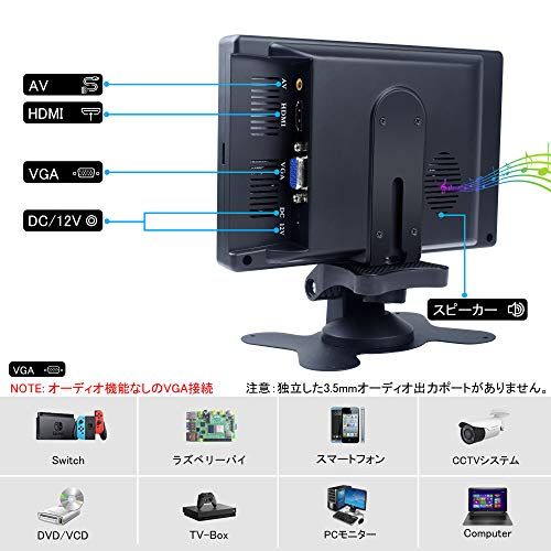 小型モニター 7インチ [178°全視野] 1080P IPS ミニ HDMI 液晶小型ディスプレイ(1024×600) HD内蔵スピーカー付き HDMI VGA AVポート 防犯カメラ用モニター DSLR/PC/DVD Raspberry b3367a68