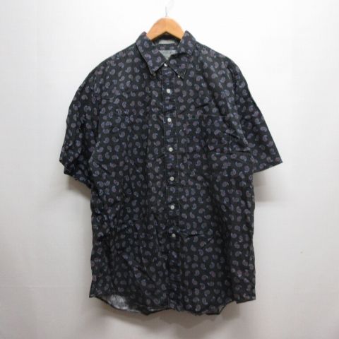 ロード＆テイラー ケンジントンコレクション Lord＆Taylor The Kensington Collection ペイズリー柄 半袖 シャツ L 黒 ブラック 4,897円