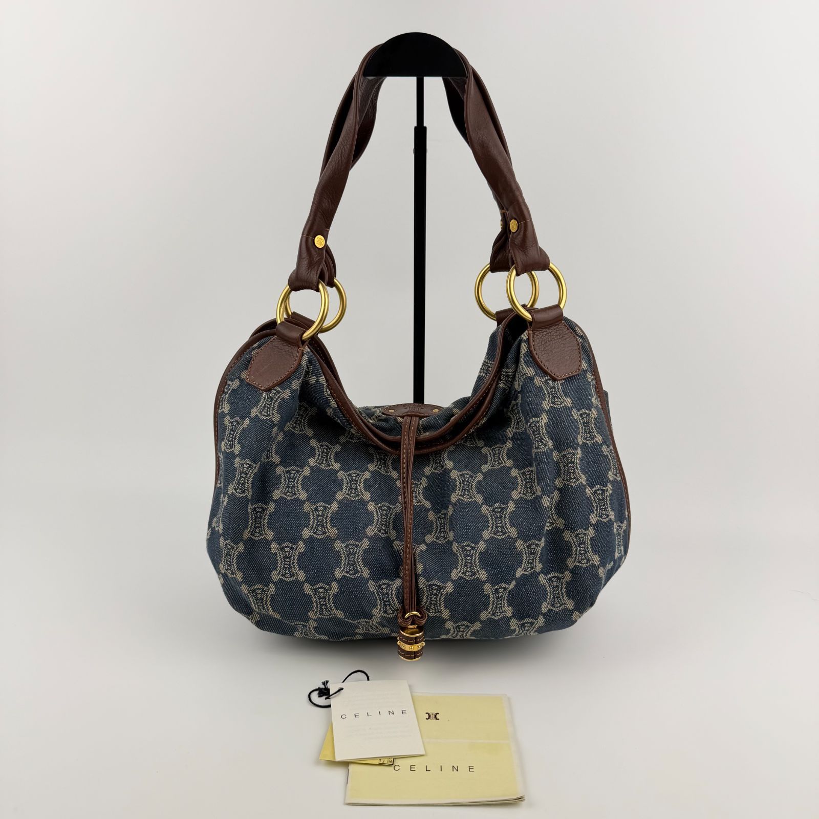 【中古】CELINE セリーヌ パリマカダム ハンドバッグ ホーボーバッグ デニム ブルー ヴィンテージ レディース【中古美品】HIBUOCHI VINTAGE hboc260518a12