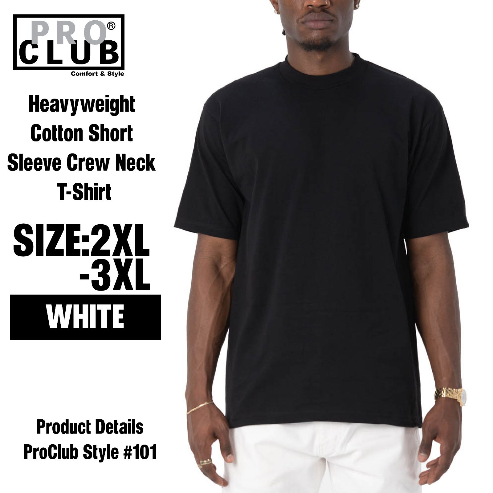 新品/2XL-3XL] PRO CLUB / プロクラブ HEAVYWEIGHT S/S TEE (WHITE 