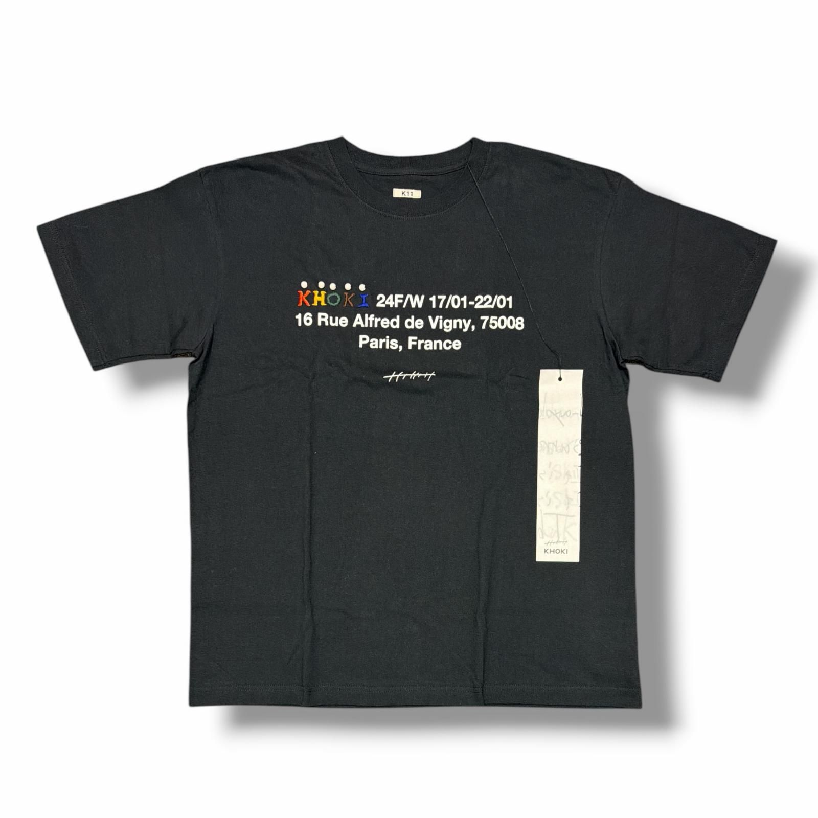 参考上代16500円 未使用 KHOKI 24AW STAFF T-shirt スタッフ プリントTシャツ 半袖カットソー コッキ 24fw-t-03 ブラック 3 （15474M）