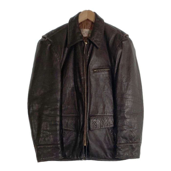 50's~ Irvin forster アーヴィンフォースター ホースハイド レザージャケット TALONジップ 裏キルティング ブラウン Size 40