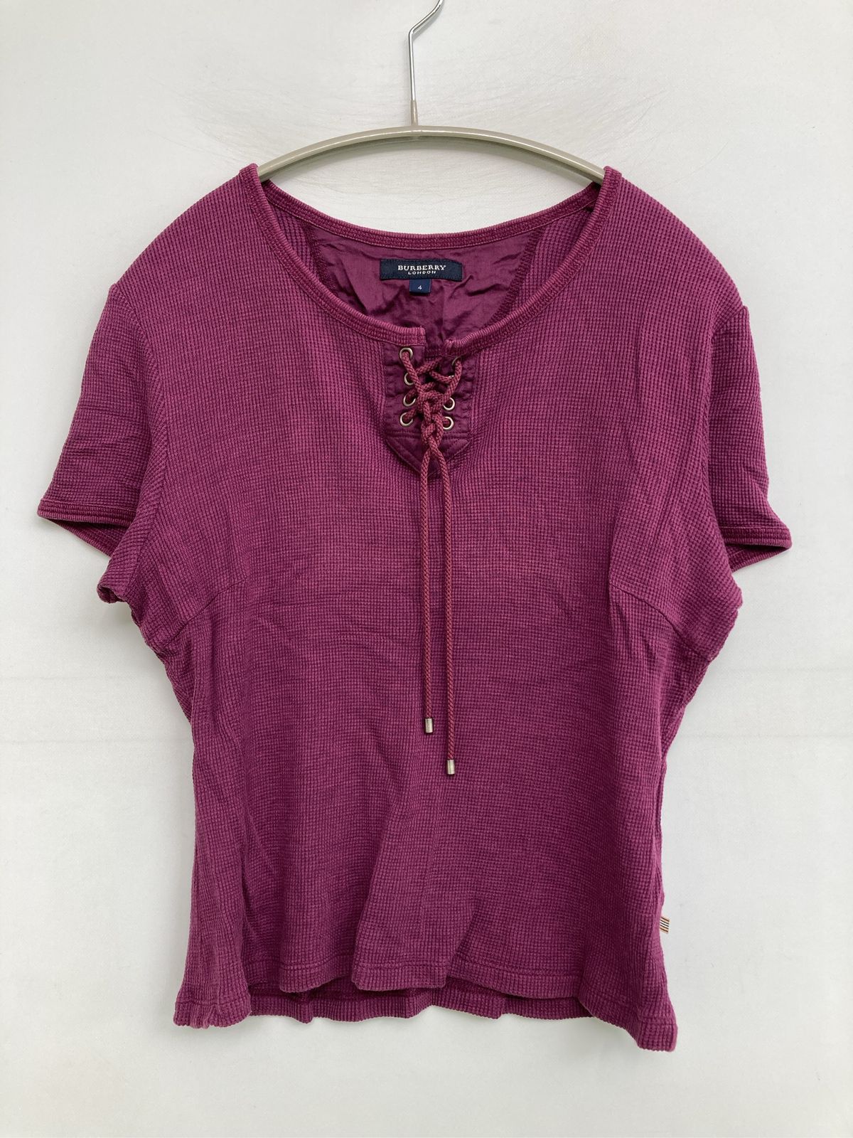 BURBERRY LONDON バーバリーロンドン Tシャツ/カットソー 4 パープル 無地 ミドル丈 半袖 クルーネック(丸首) レディース 8,096円