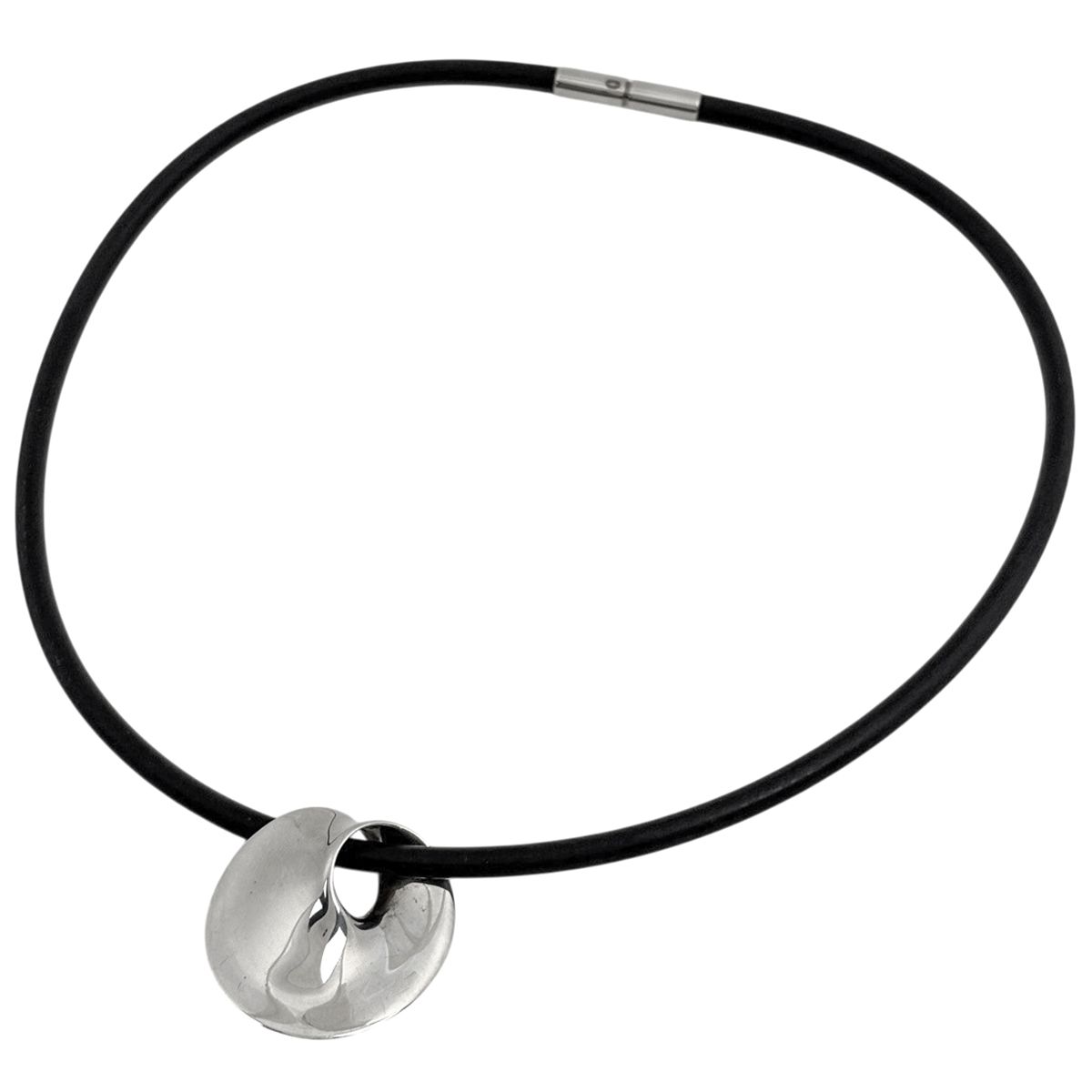 ジョージジェンセン Georg Jensen メビウス ネックレス 374 シルバー925 ラバー シルバー ブラック レディース 【中古】
