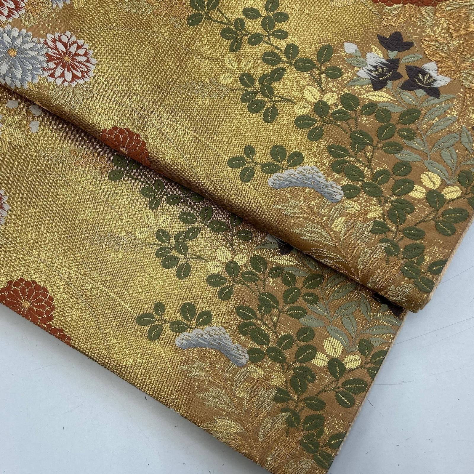 袋帯 正絹 唐織 箔 上品な花草文 六通 MA-7516 - メルカリ