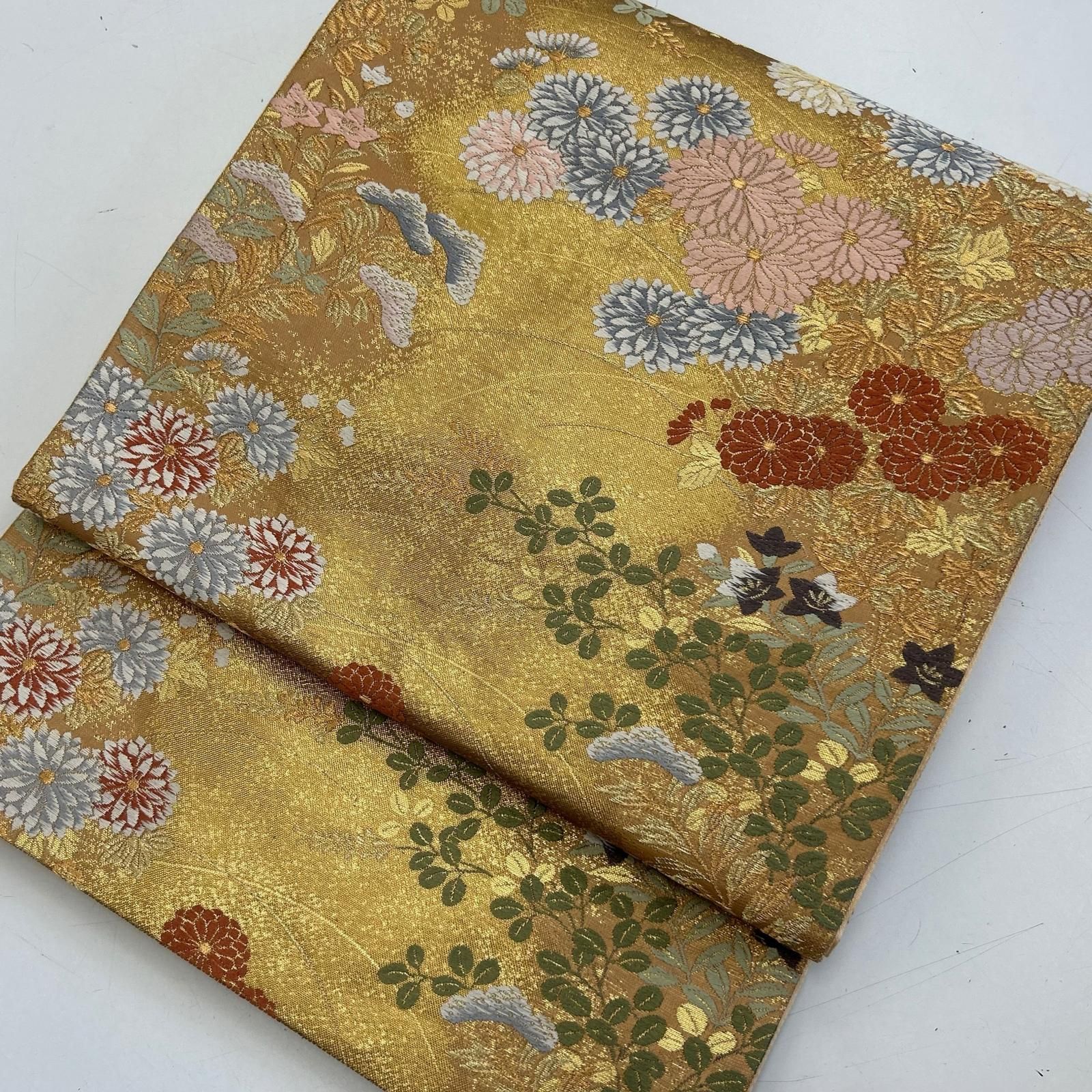 袋帯 正絹 唐織 箔 上品な花草文 六通 MA-7516 - メルカリ