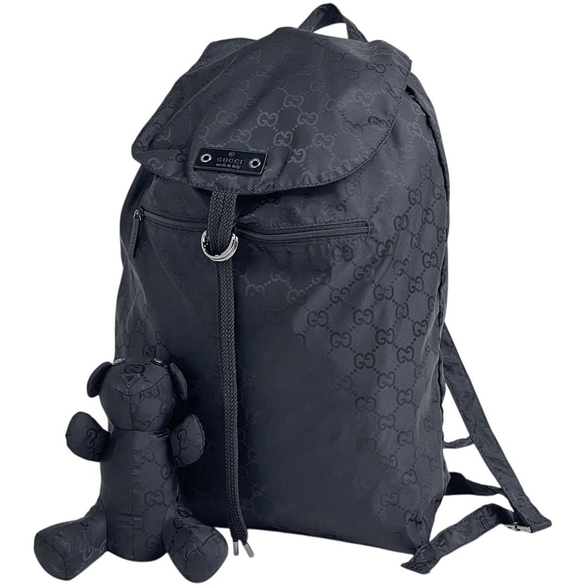 グッチ GUCCI GG柄 リュックサック ベアチャーム ナイロン ブラック 223670 レディース 【中古】
