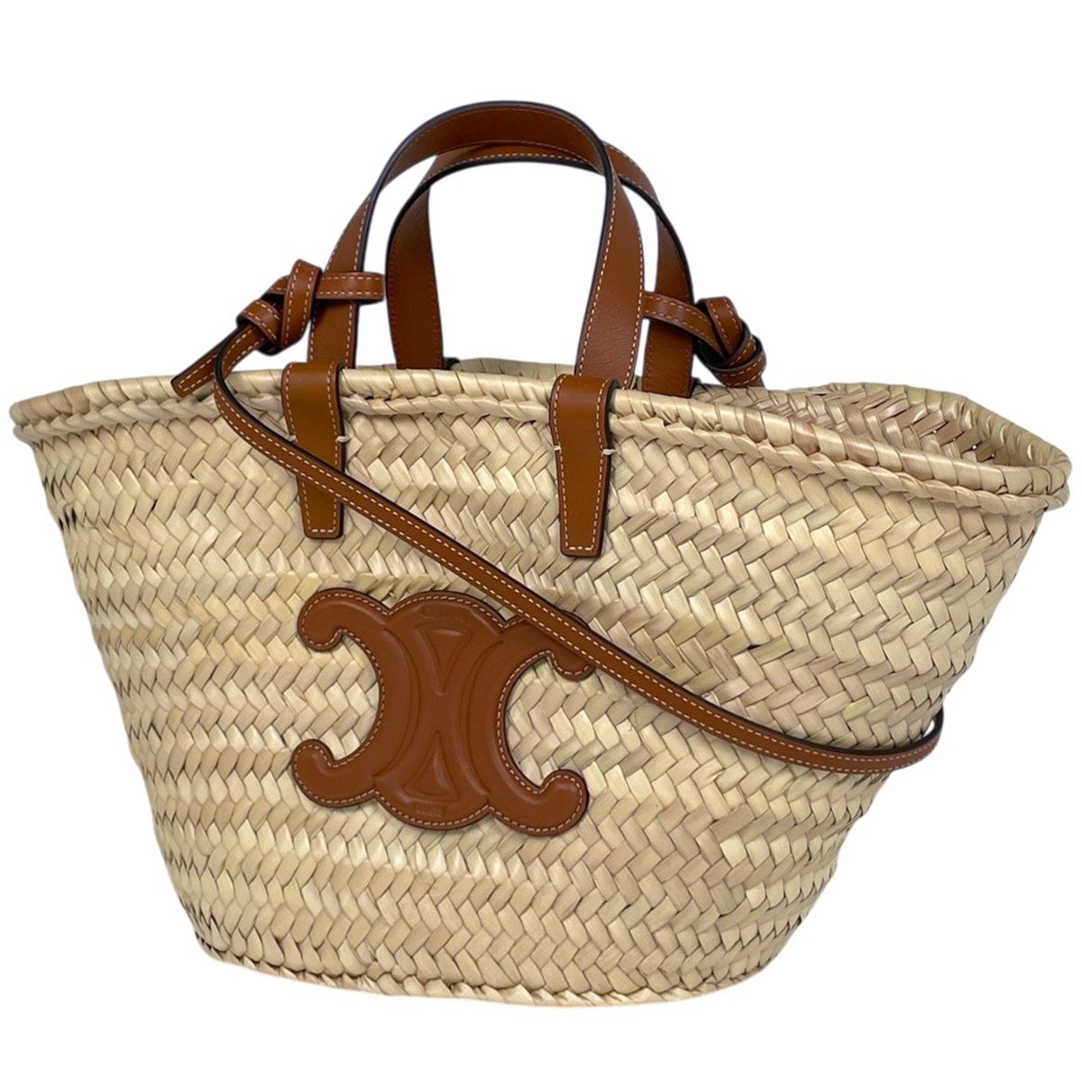 セリーヌ CELINE クラシック パニエ かごバッグ 2WAY ラフィア ナチュラル ブラウン レディース 【中古】