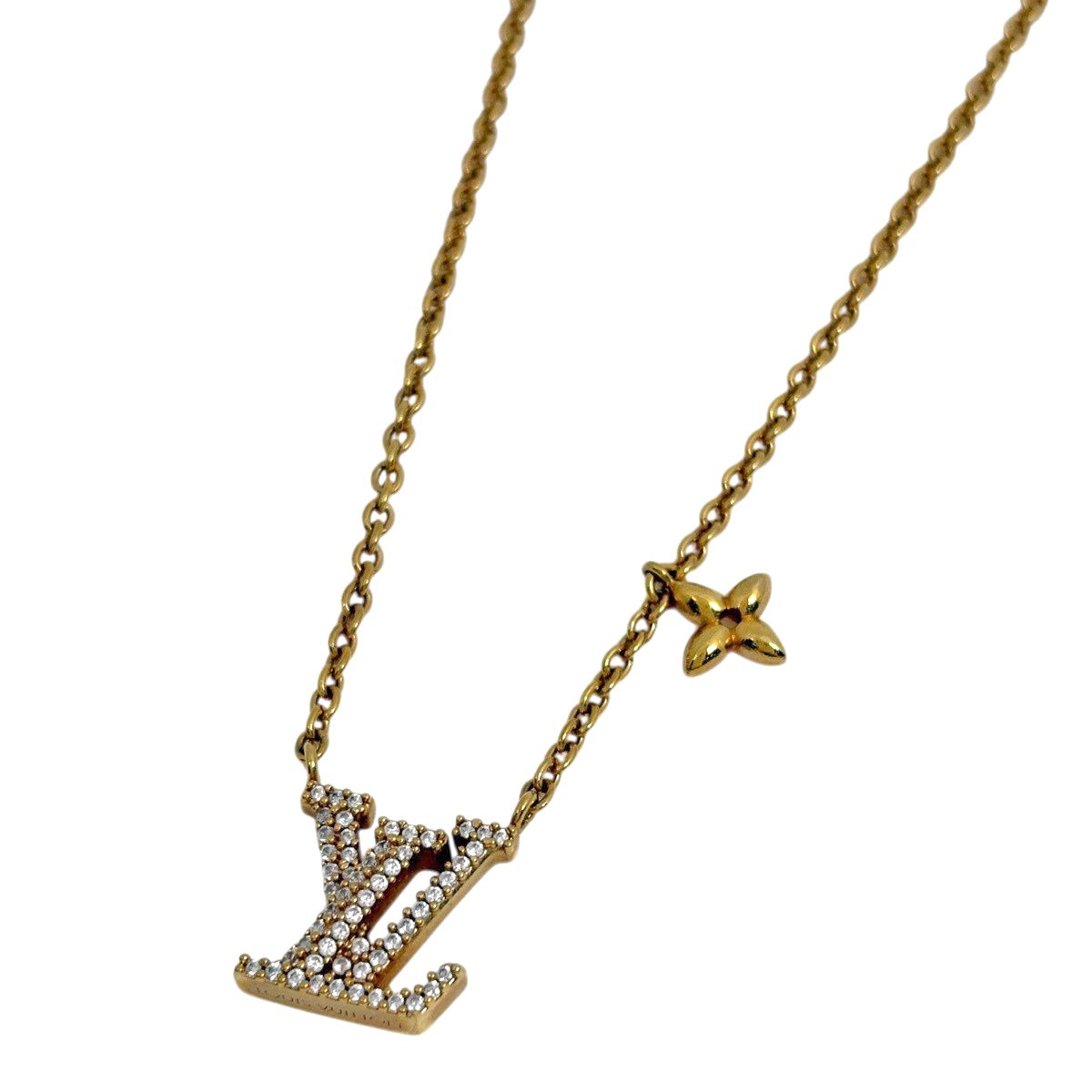 ルイ・ヴィトン Louis Vuitton ネックレス LV アイコニック ネックレス GP ラインストーン ゴールド レディース 【中古】