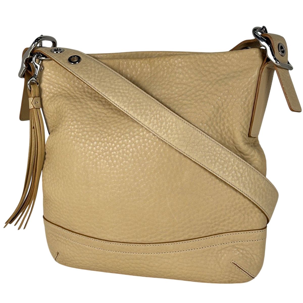 コーチ COACH ロゴ フリンジ ショルダーバッグ レザー ベージュ 1427 レディース 【中古】