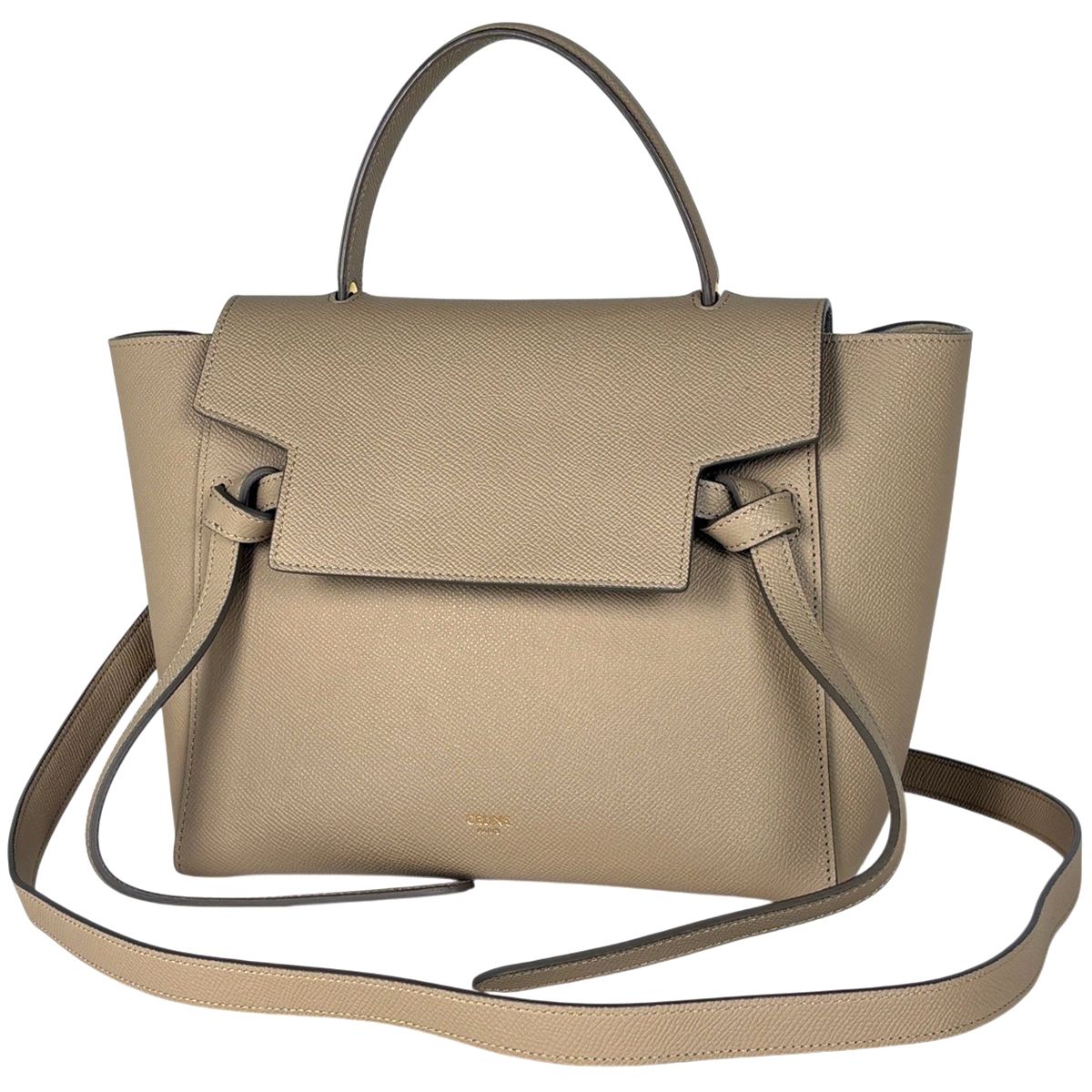 セリーヌ CELINE マイクロ ベルトバッグ 2WAY ハンドバッグ レザー ベージュ レディース 【中古】