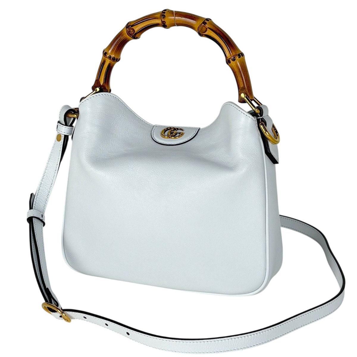 グッチ GUCCI ダイアナ スモール ハンドバッグ 2WAY ダブルG レザー ライトブルー 746251 レディース 【中古】