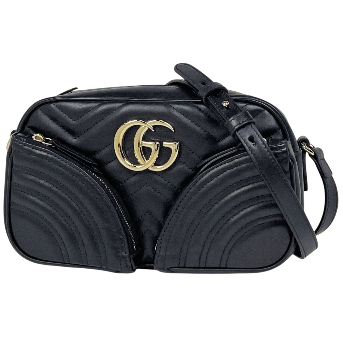 グッチ GUCCI GGマーモント ショルダーバッグ レザー ブラック 798715 レディース 【中古】
