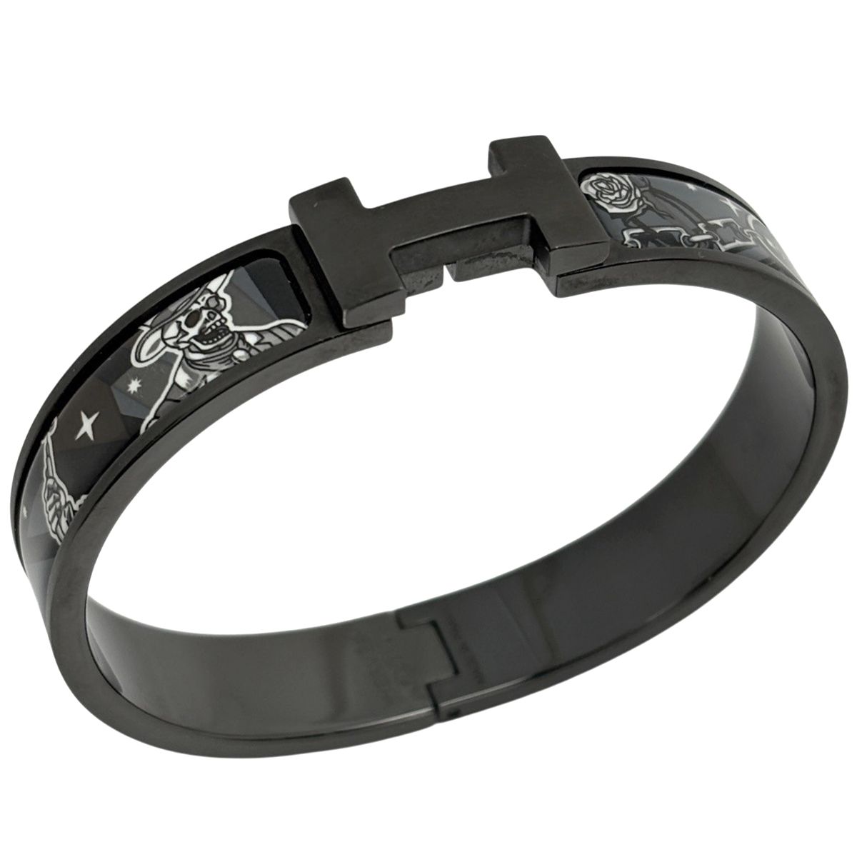 エルメス HERMES クリックHH エナメルブレスレット クリッククラック バングル メタル ブラック レディース 【中古】