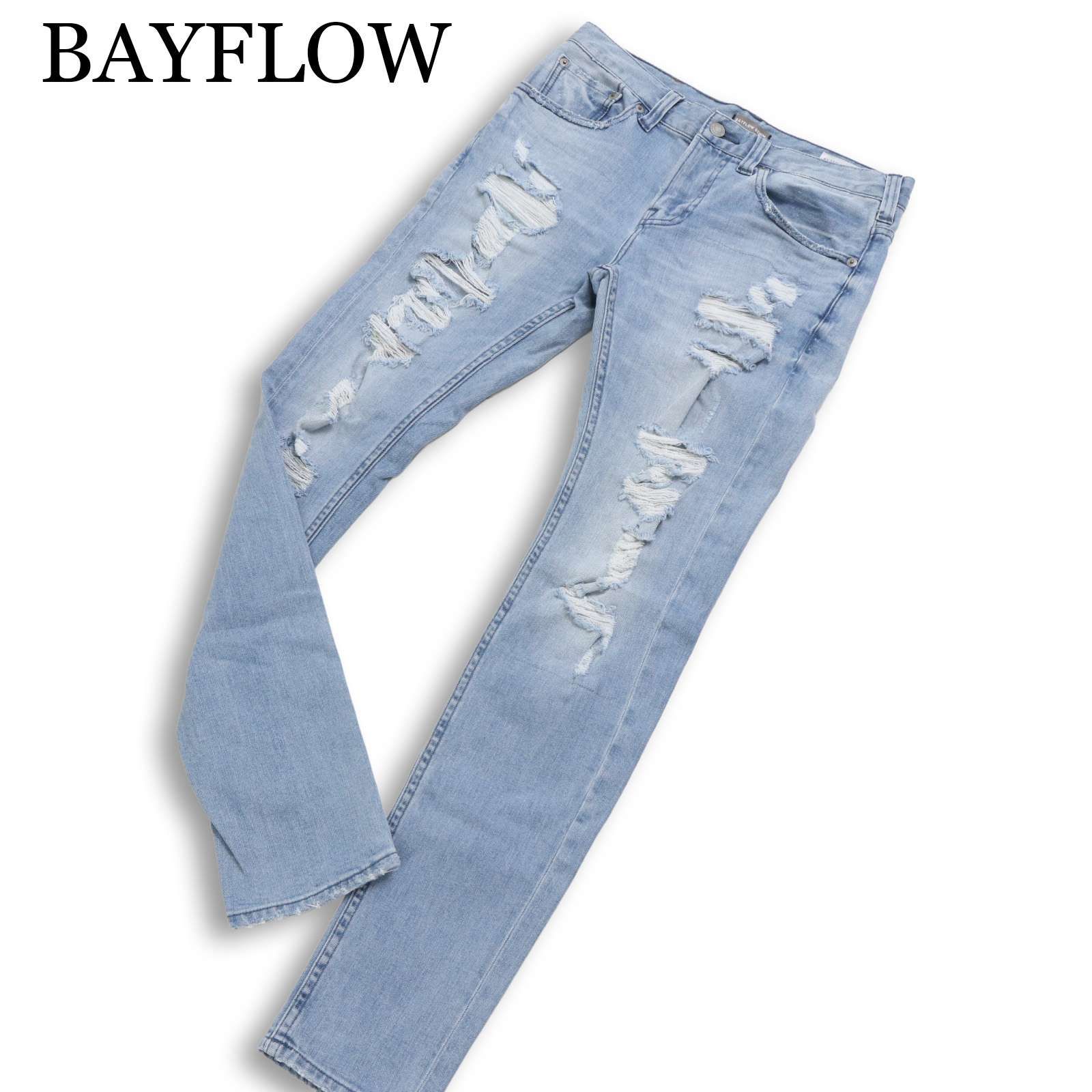 BAYFLOW ベイフロー 通年 USED＆ダメージ加工 ストレッチ スキニー 