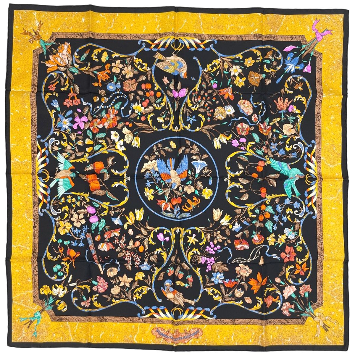 エルメス HERMES カレ90 PiERRES d' ORiENT et d' OCCiDENT 東洋の石と西洋の石細工 スカーフ シルク ブラック マルチカラー レディース 【中古】