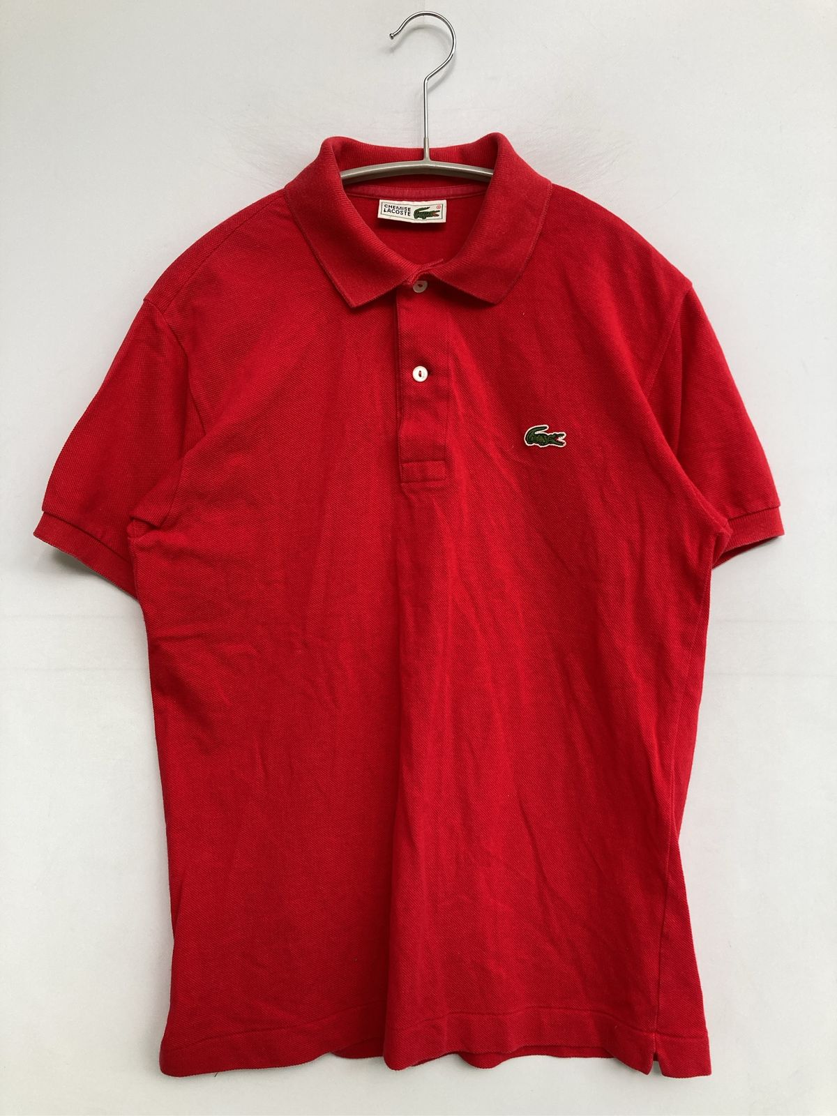 LACOSTE ラコステ ポロシャツ レッド 無地 ワンポイント 半袖 メンズ