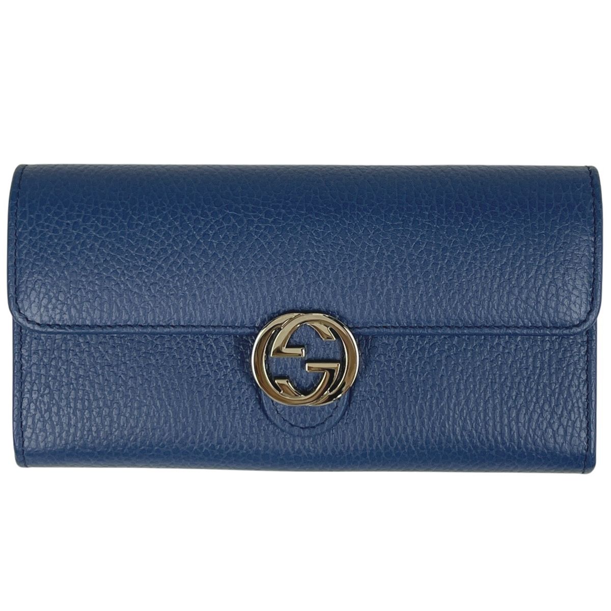 グッチ GUCCI インターロッキングG 長財布 札入れ 小銭入れ レザー ブルー 615524 レディース 【中古】