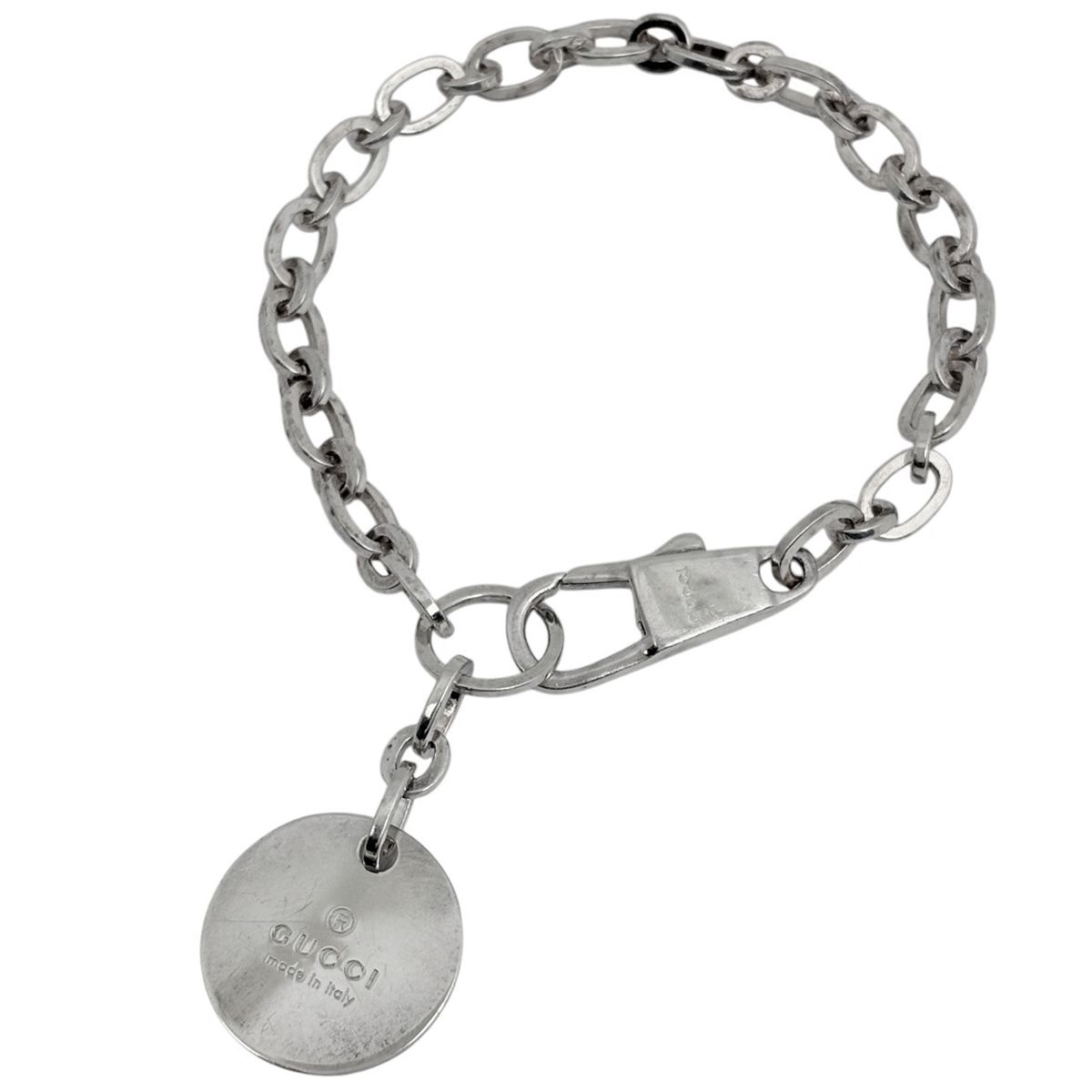 グッチ GUCCI ロゴ チェーン ブレスレット サークルプレート シルバー925 シルバー レディース 【中古】