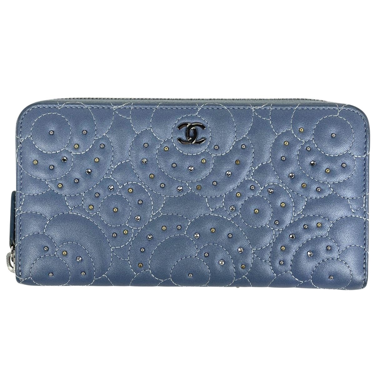 シャネル CHANEL カメリア ラウンドファスナー 長財布 ココマーク