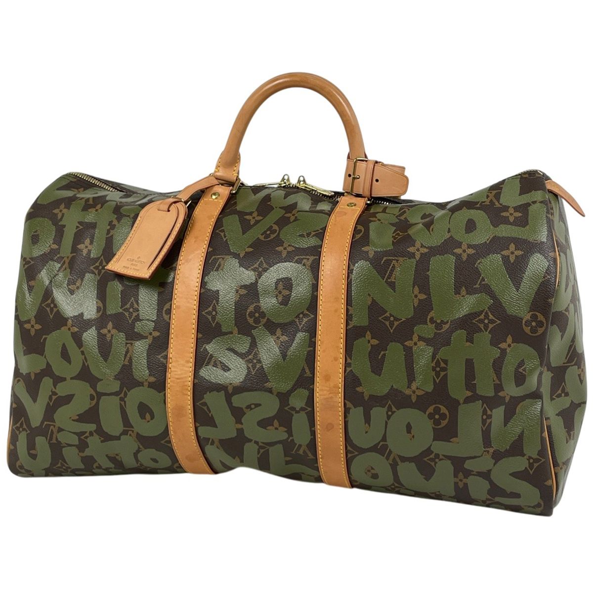 ルイ・ヴィトン Louis Vuitton キーポル50 ボストンバッグ モノグラムグラフィティ カーキ ブラウン M92196 レディース 【中古】
