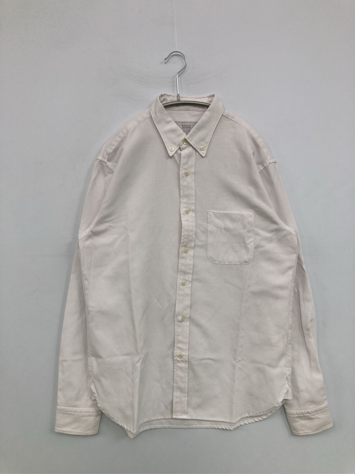 URBAN RESEARCH ROSSO シャツ/ブラウス M ホワイト コットン 無地 チェック柄 ミドル丈 長袖 ボタンダウン メンズ