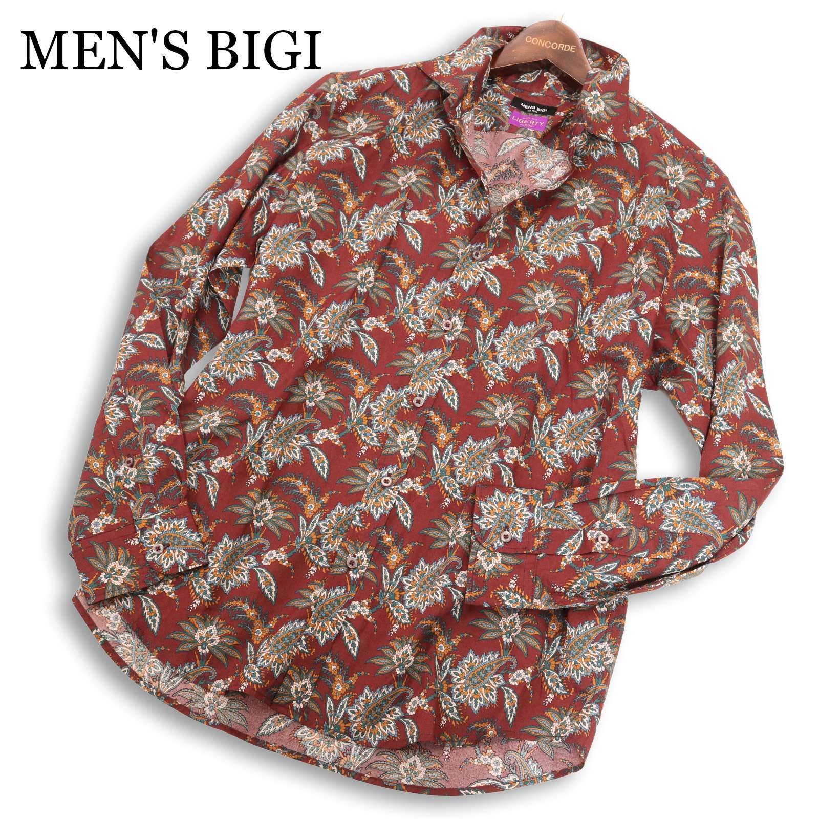 美品 25SS★MEN'S BIGI メンズビギ 【リトールド プリント】 LIBERTY/リバティ 長袖 ペイズリー 総柄 シャツ Sz.3 メンズ