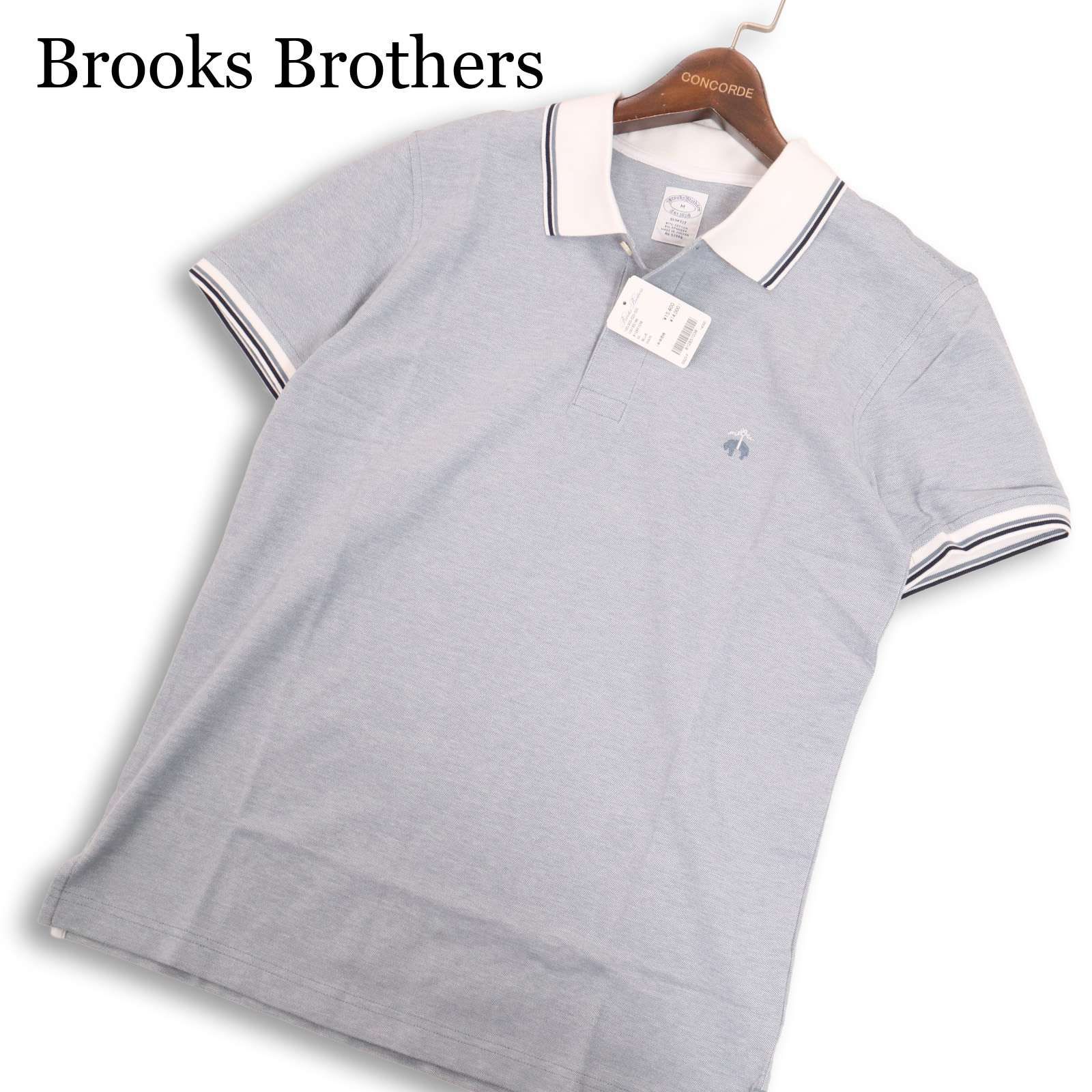 【新品 23SS】 Brooks Brothers ブルックスブラザーズ 春夏★ 半袖 SLIM FIT 鹿の子 ロゴ刺繍 ポロシャツ Sz.M メンズ