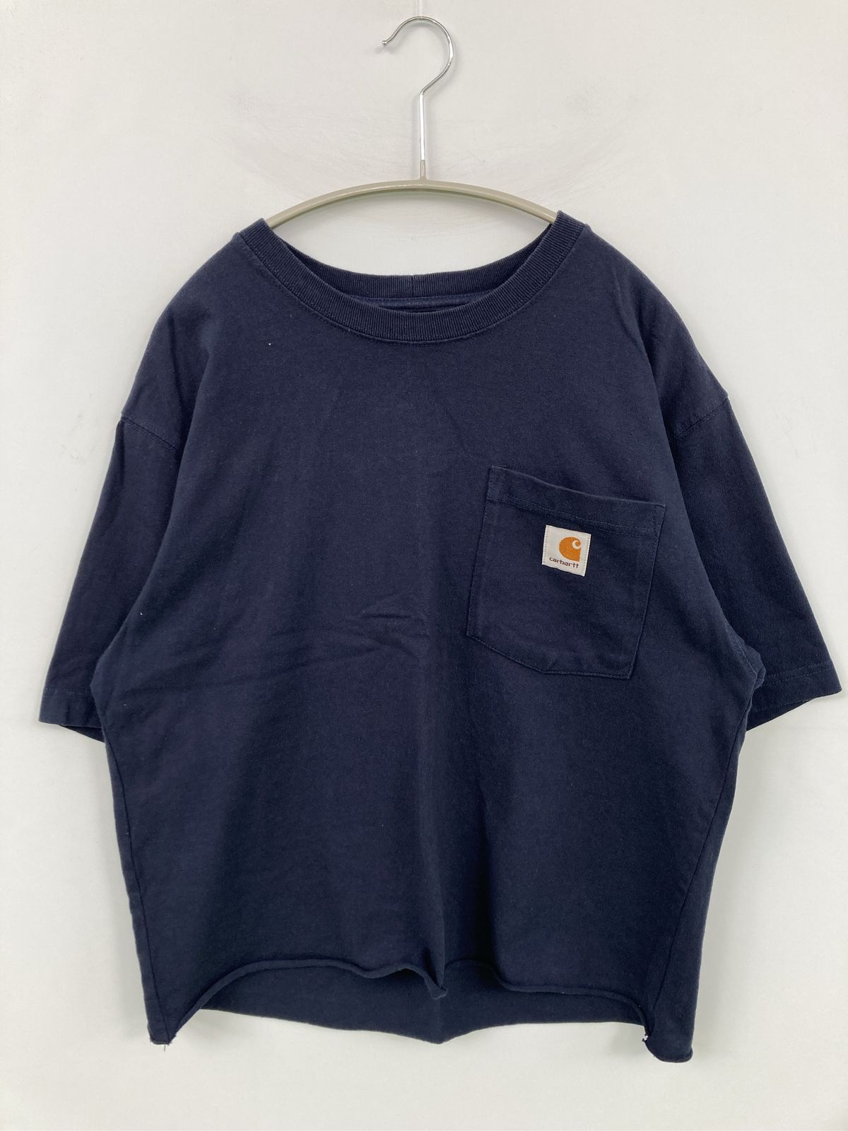Carhartt カーハート Tシャツ/カットソー S ネイビー 無地 ワンポイント ブランドロゴ ショート丈 半袖 クルーネック(丸首) メンズ レディース