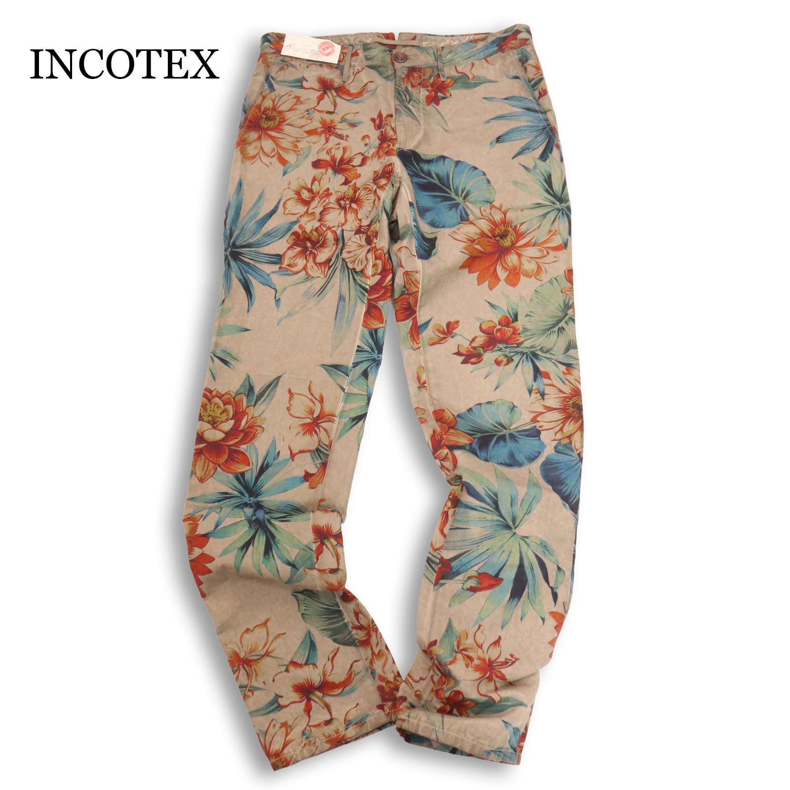 INCOTEX インコテックス 春夏 リネン混☆ ヴィンテージ加工 ボタニカル