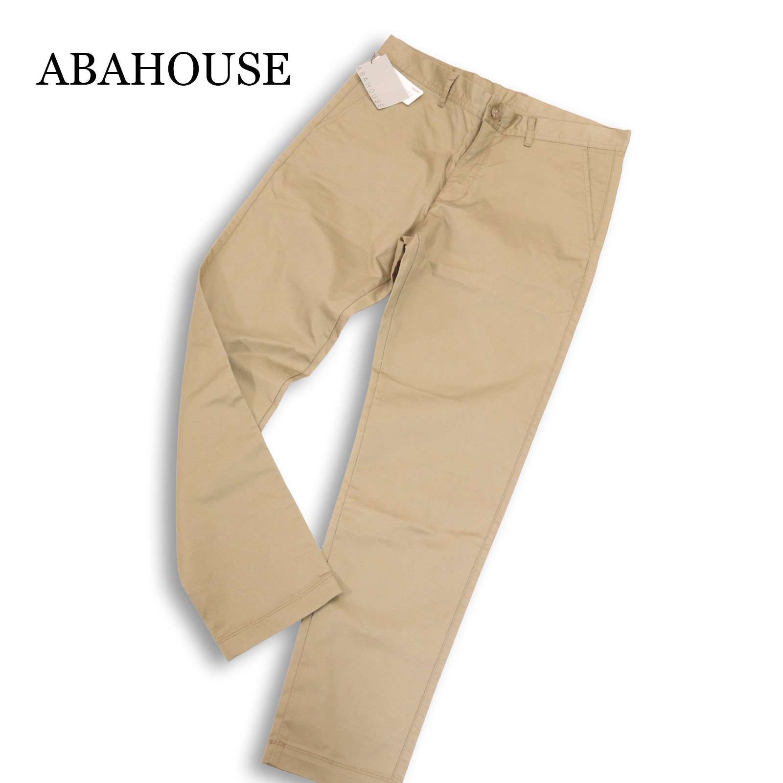【新品 未使用】 ABAHOUSE アバハウス 通年 SOLOTEX★ スリム フィット ストレッチ チノ パンツ Sz.48 メンズ 4,777円