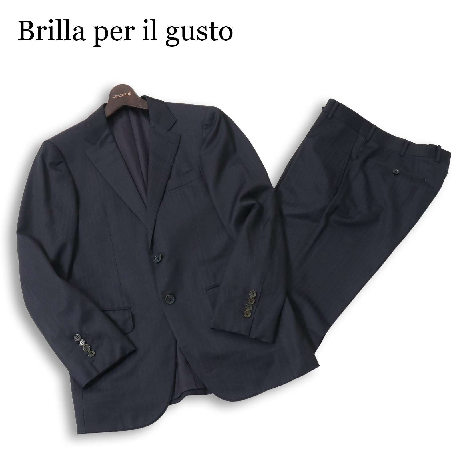 Brilla per il gusto ブリッラ ペル イル グスト 通年 総裏★ ストライプ セットアップ スーツ 日本製 Sz.44 メンズ 紺
