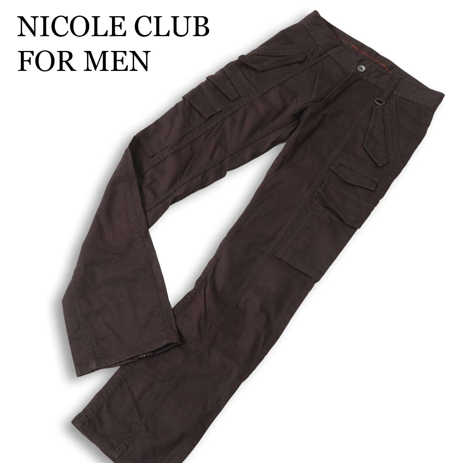 Y2K 00s★ NICOLE CLUB FOR MEN ニコルクラブ フォーメン 通年 ストレッチ スリム ブーツカット カーゴ パンツ Sz.44 メンズ