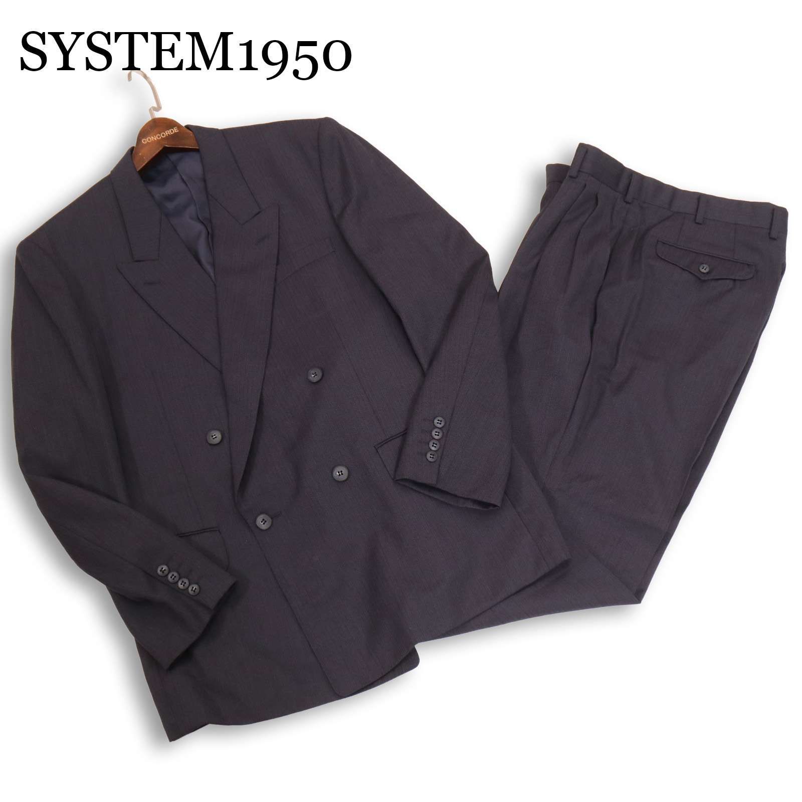 GIANFRANCO FERRE ジャンフランコフェレ HANABISHI 花菱 SYSTEM1950 通年★ダブル スーツ セットアップ Sz.L~XL位 メンズ 紺