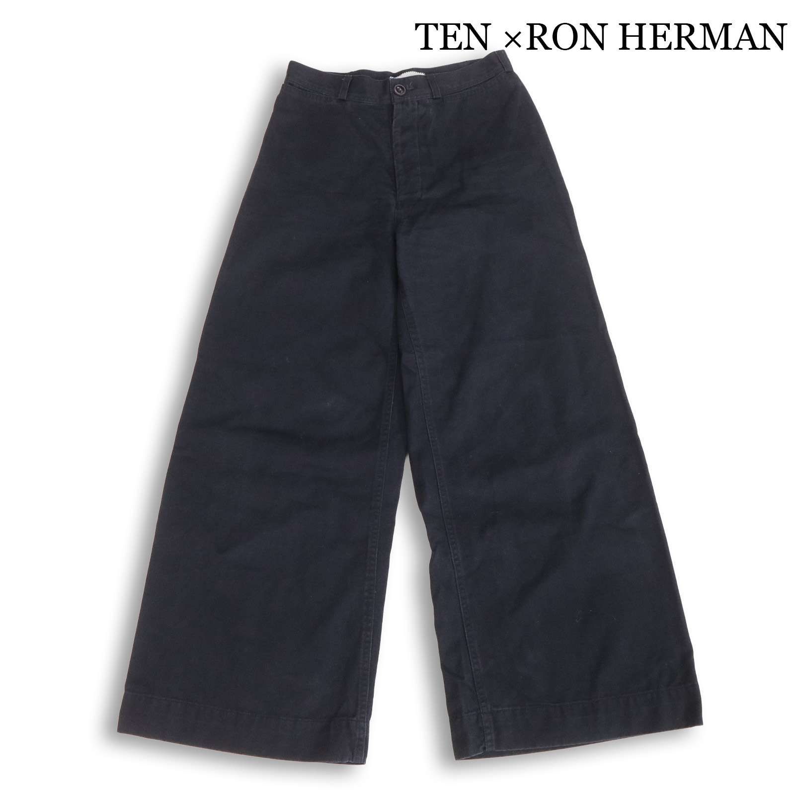 TEN × RON HERMAN テン × ロンハーマン 通年★ ツイル ワイド チノ パンツ Sz.S レディース ネイビー