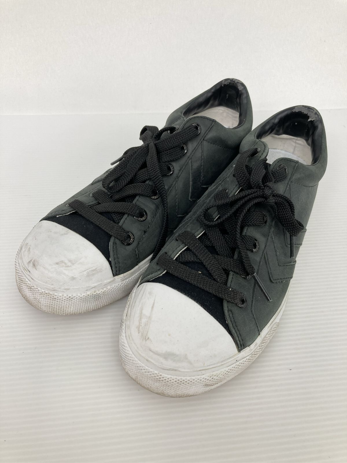 hummel ヒュンメル スニーカー 23 ブラック 無地 ブランドロゴ 紐 ローカット レディース