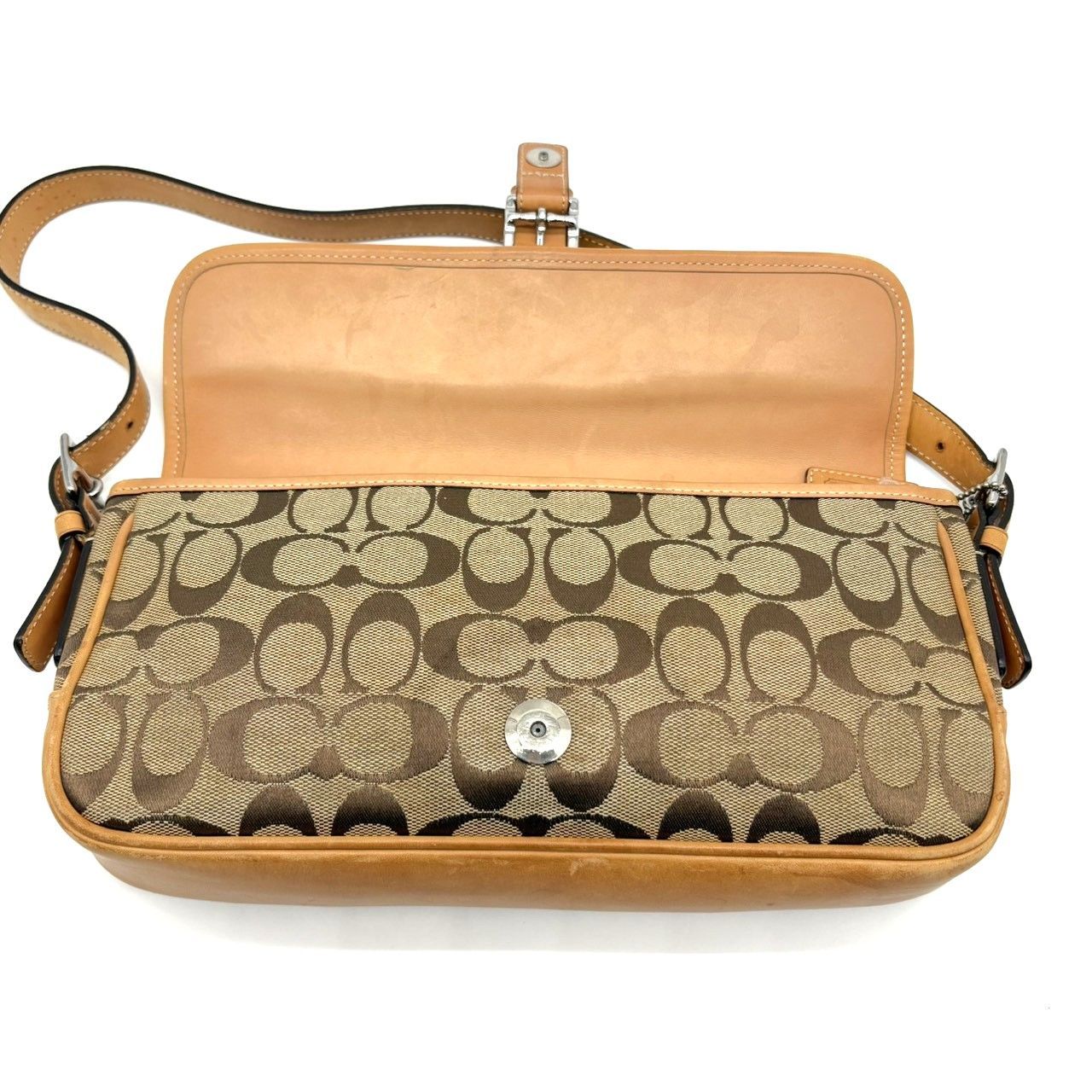 バッグ 【美品】COACH シグネチャー ショルダーバッグ フラップバッグ 