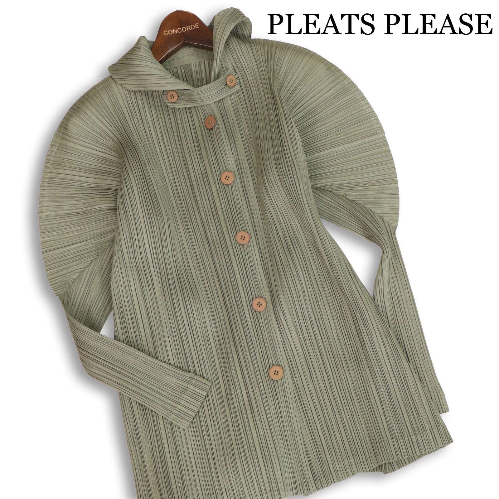 美品★ PLEATS PLEASE プリーツプリーズ イッセイミヤケ 通年 変形♪ 衿付き プリーツ シャツ ジャケット Sz.4　レディース