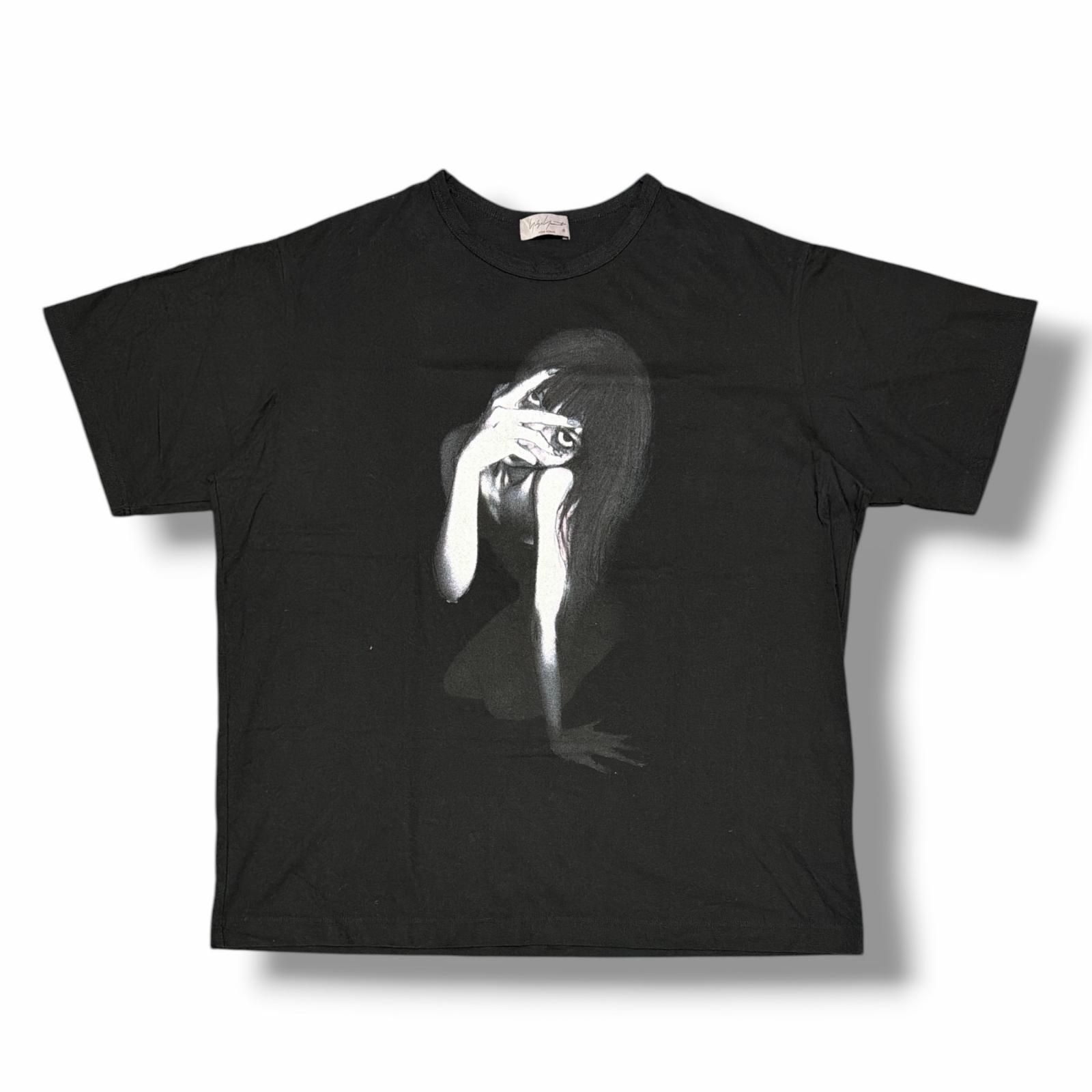 トップス Yohji Yamamoto 22ss Woman Print T-Shirt Yohji Yamamoto 22SS Ultima Dense Plain Stitch Woman Print Short