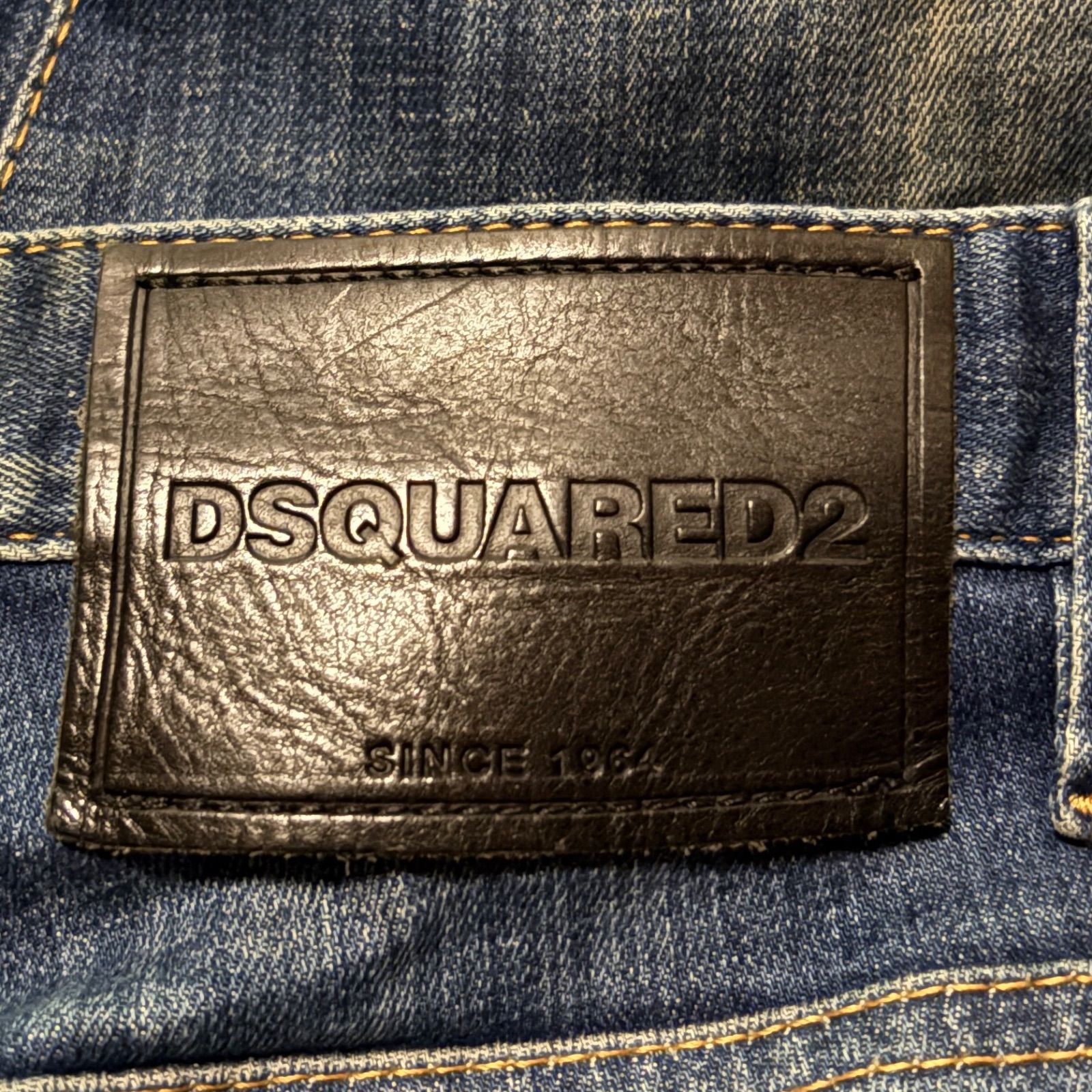 ディースクエアード DSQUARED2 デニム ジーンズ ジーパン SkaterJean スケーター S71LB0635 イタリア製 ストレッチ 濃紺 ダメージ クラッシュ 加工 ヒゲ 48 L ビッグタグ アメカジ y2k グランジ パンク ストリート 古着