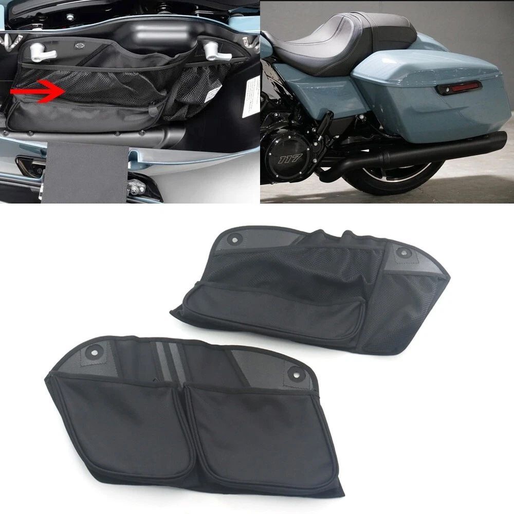 【送料無料】ハーレーCVO Road Glide/Street Glide(2024)用 サイドケースインナーバッグ(ペア) ナイロンブラック 大容量・防水・耐衝撃 ツーリング快適