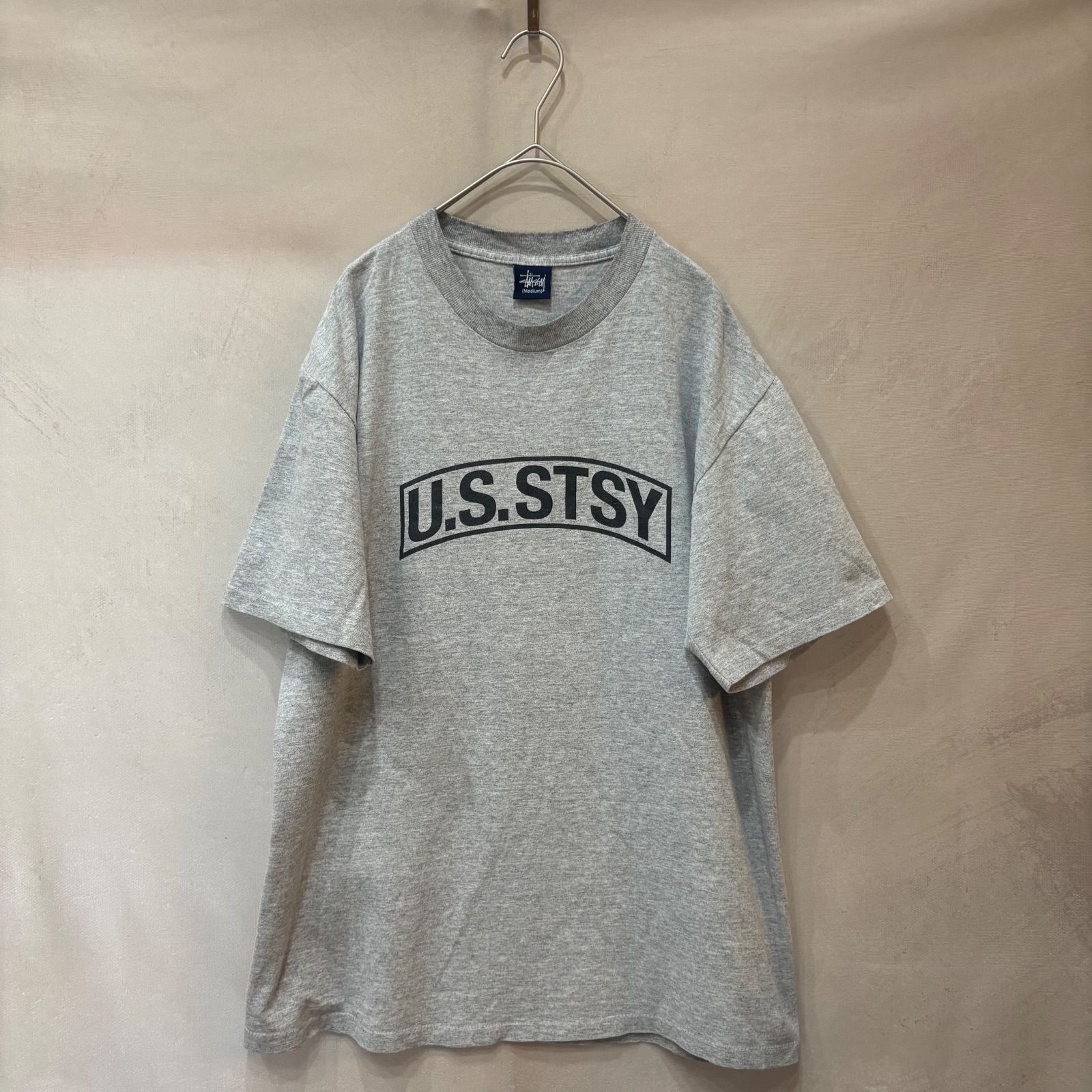 STUSSY ステューシー 半袖 ロゴTシャツ グレー M メンズ 90年代 US ビンテージ 希少品 レア USED