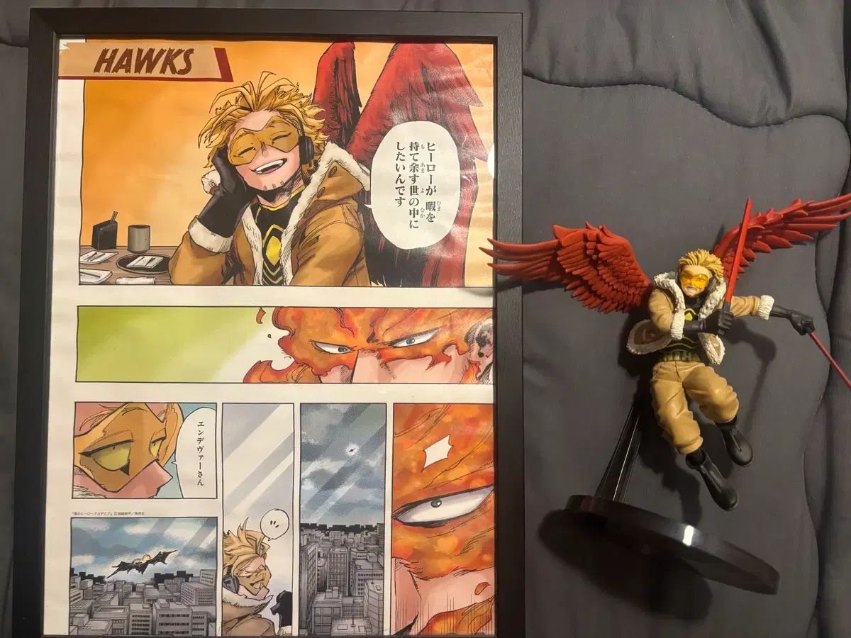 僕のヒーローアカデミア ホークス ポスター 額縁 + フィギュア まとめ 出品