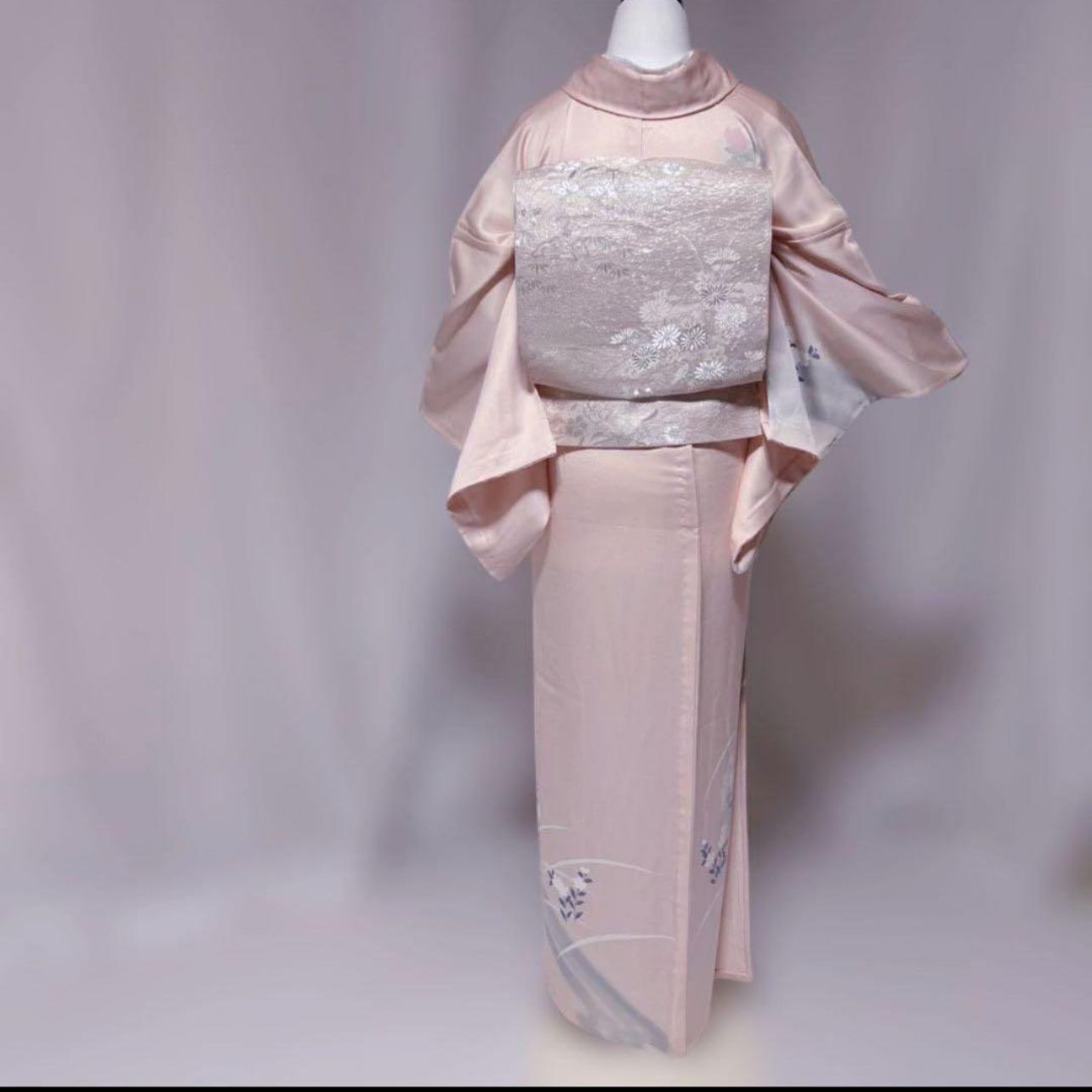 極美品 正絹 単衣訪問着 フルセット 薄桜色 夏袋帯付 夏小物 長襦袢 
