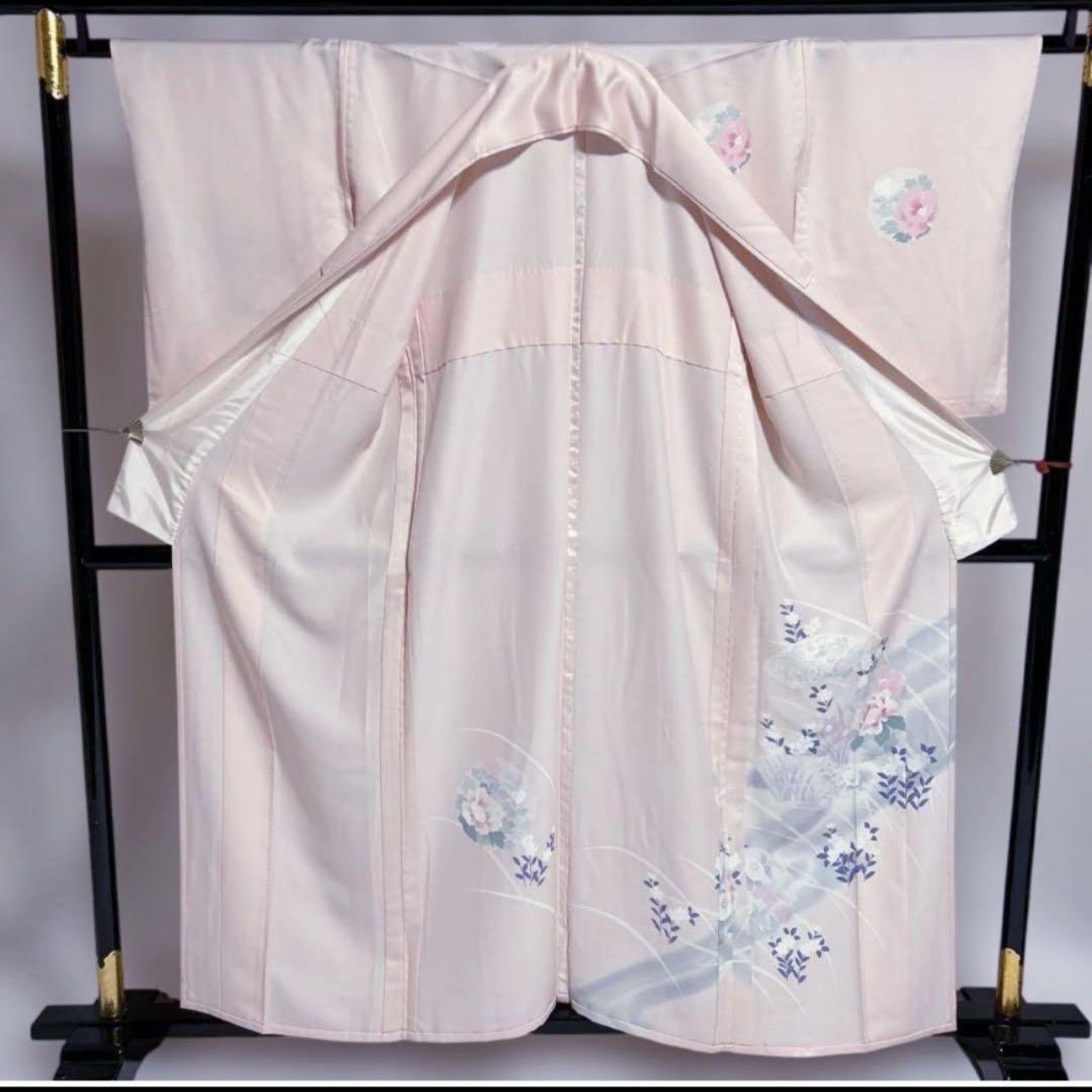 極美品 正絹 単衣訪問着 フルセット 薄桜色 夏袋帯付 夏小物 長襦袢 
