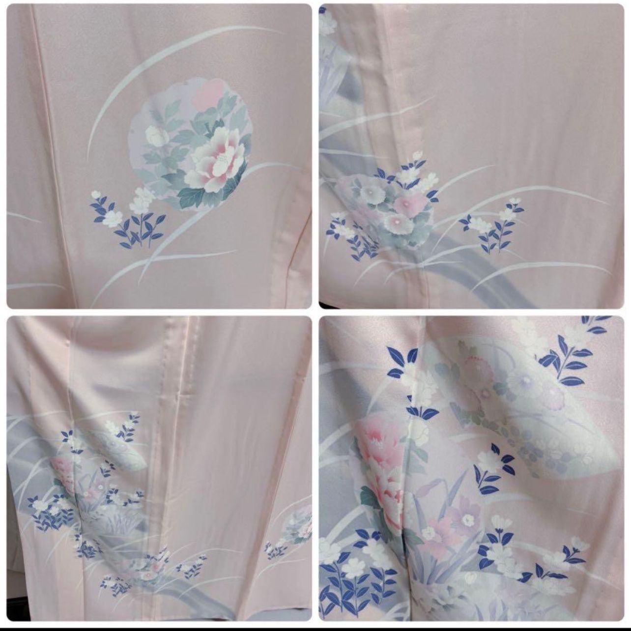 極美品 正絹 単衣訪問着 フルセット 薄桜色 夏袋帯付 夏小物 長襦袢 